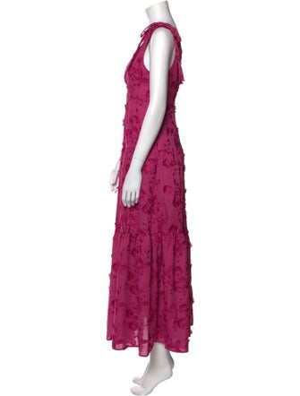 Badgley Mischka Floral Print Long Dress