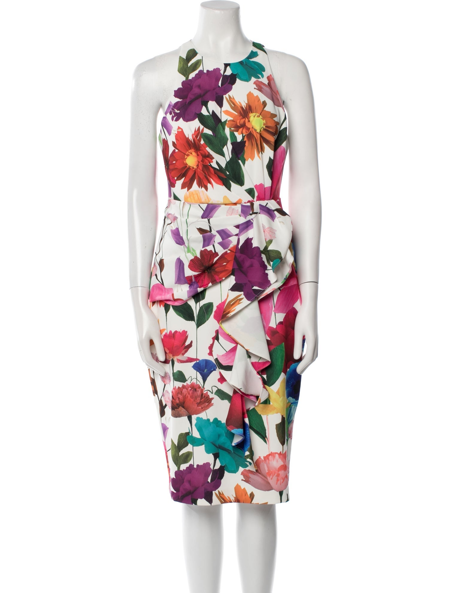 Badgley Mischka Floral Print Midi Length Dress