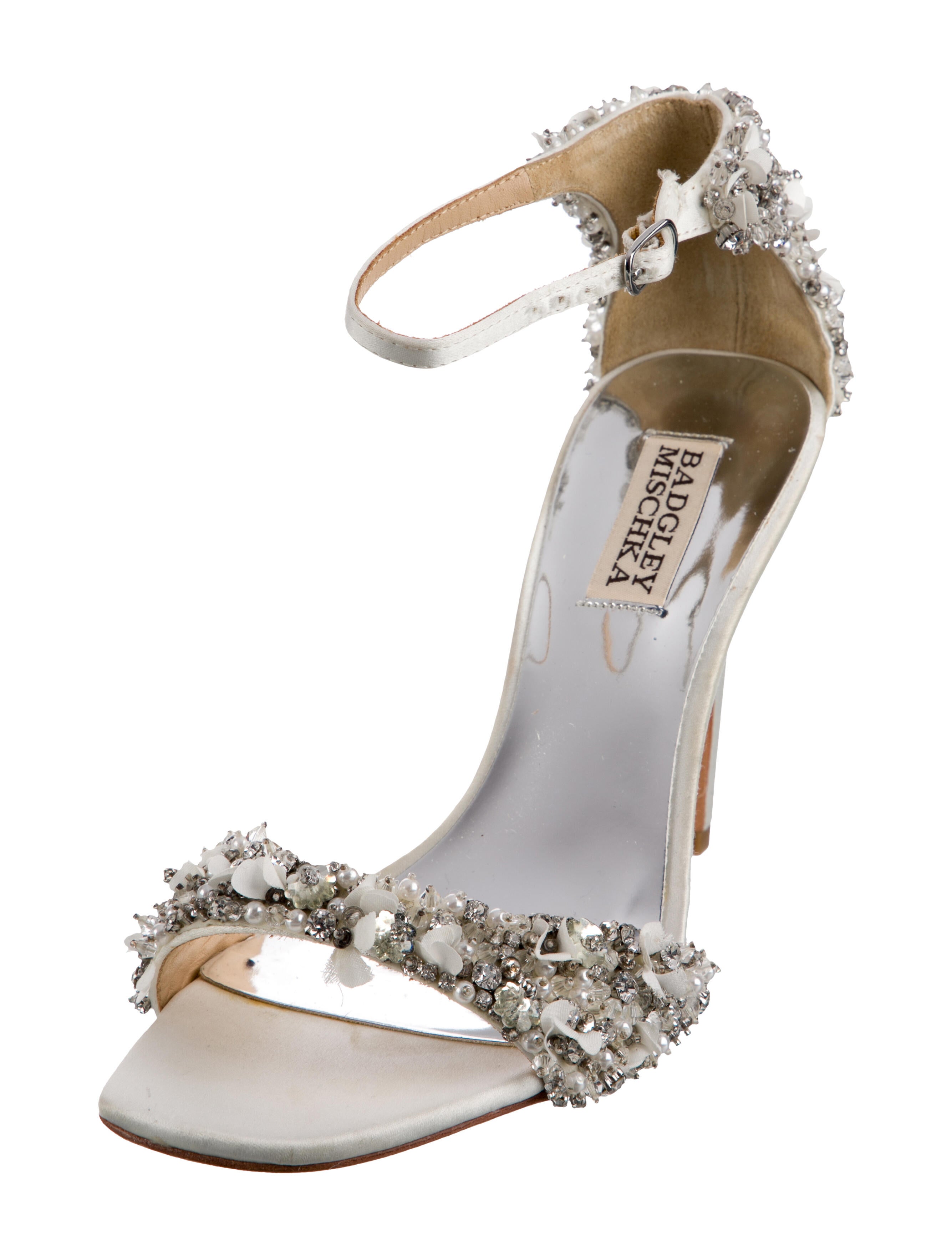 Badgley Mischka Satin Crystal Embellishments D'Orsay Pumps