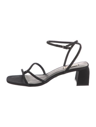 Badgley Mischka Satin Crystal Embellishments Sandals