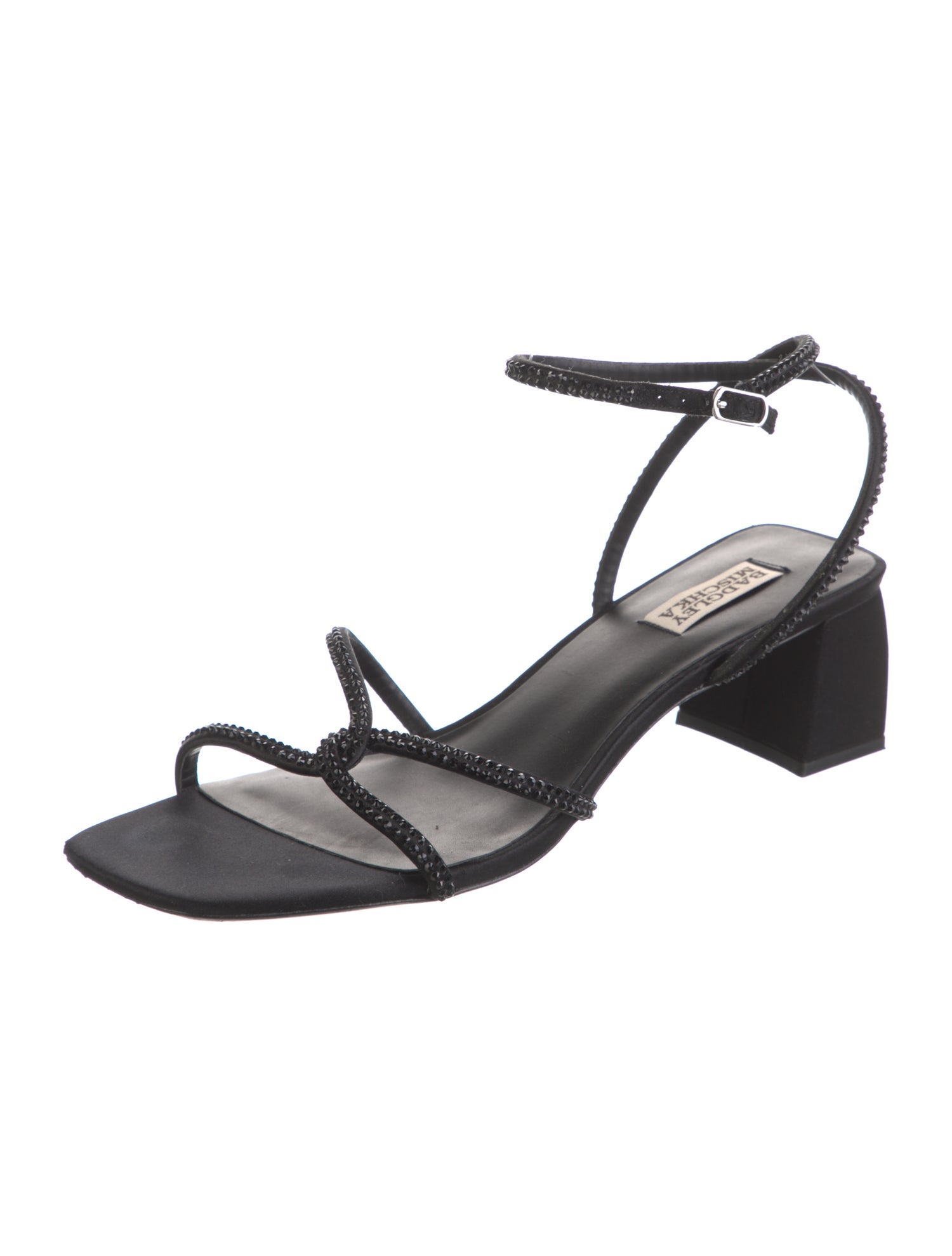 Badgley Mischka Satin Crystal Embellishments Sandals