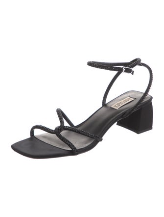 Badgley Mischka Satin Crystal Embellishments Sandals