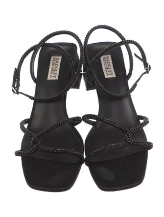 Badgley Mischka Satin Crystal Embellishments Sandals