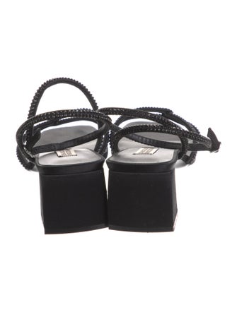Badgley Mischka Satin Crystal Embellishments Sandals
