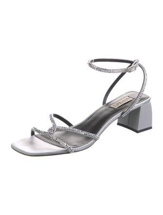 Badgley Mischka Satin Crystal Embellishments Sandals