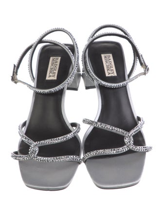 Badgley Mischka Satin Crystal Embellishments Sandals