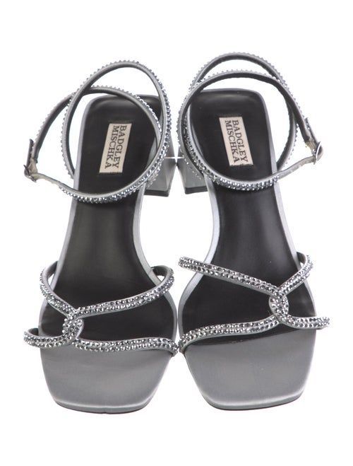 Badgley Mischka Satin Crystal Embellishments Sandals