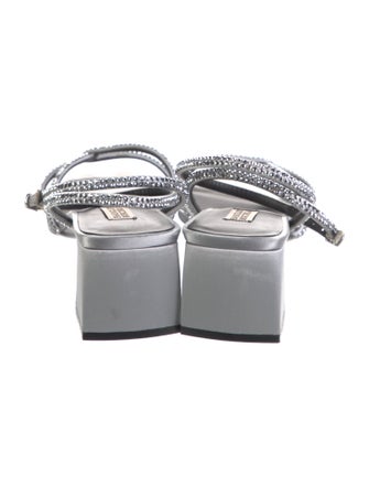 Badgley Mischka Satin Crystal Embellishments Sandals
