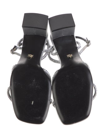 Badgley Mischka Satin Crystal Embellishments Sandals