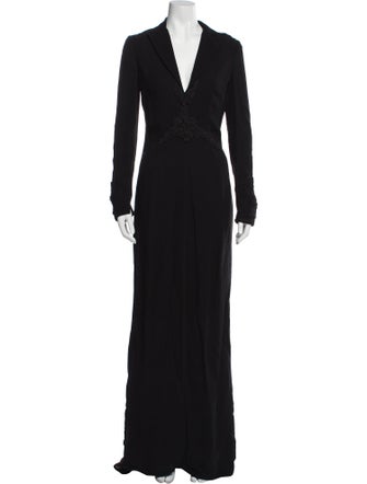 Badgley Mischka V-Neck Long Dress