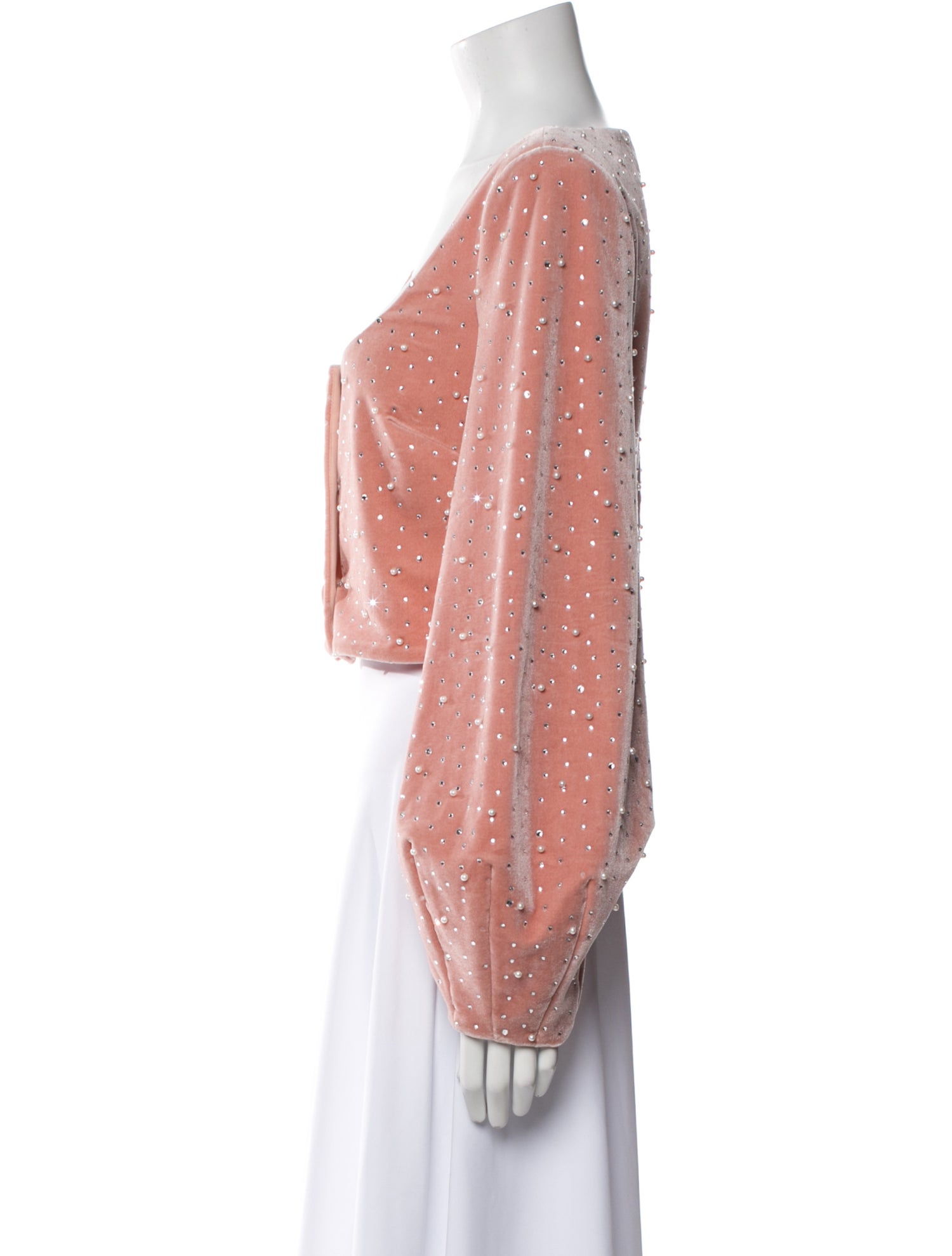 Badgley Mischka Square Neckline Long Sleeve Crop Top