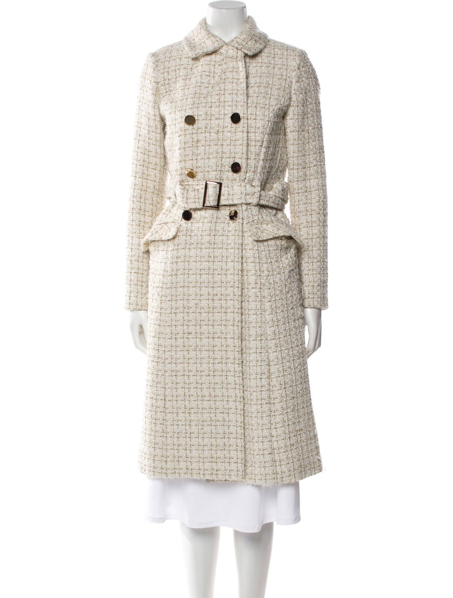 Badgley Mischka Tweed Pattern Trench Coat