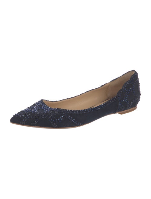 Badgley Mischka Suede Crystal Embellishments Ballet Flats
