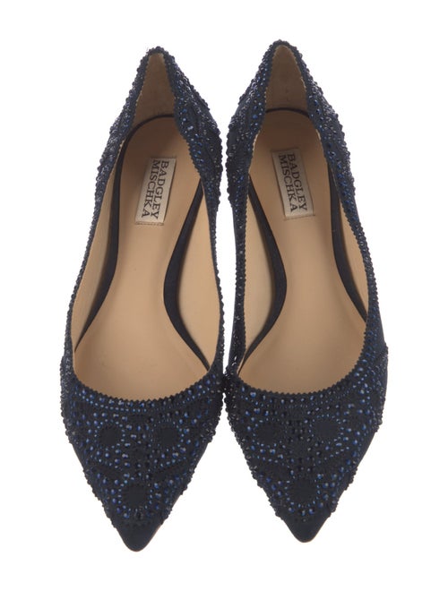 Badgley Mischka Suede Crystal Embellishments Ballet Flats