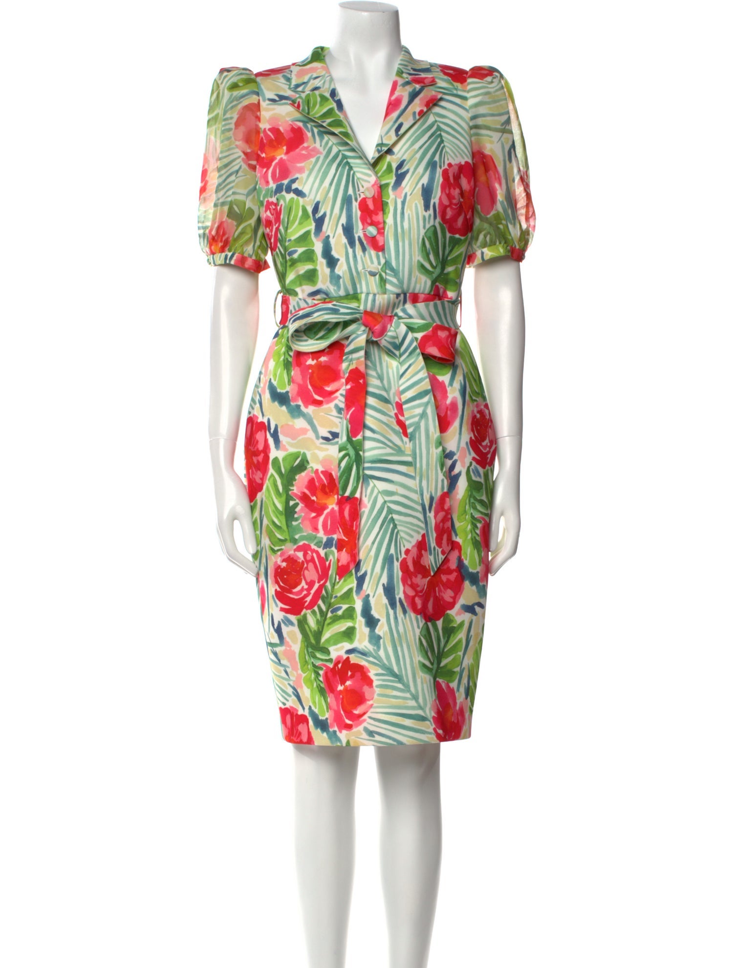 Badgley Mischka Floral Print Knee-Length Dress
