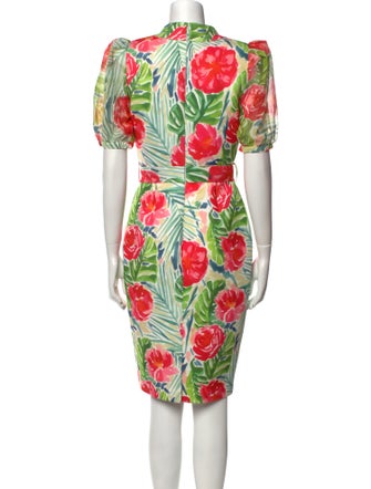 Badgley Mischka Floral Print Knee-Length Dress