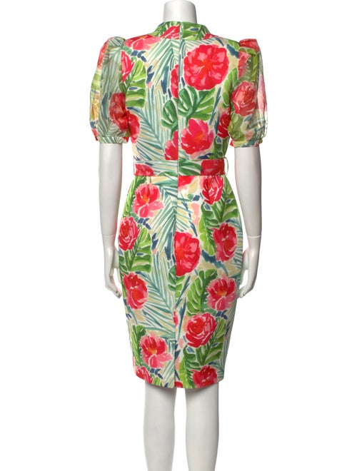 Badgley Mischka Floral Print Knee-Length Dress