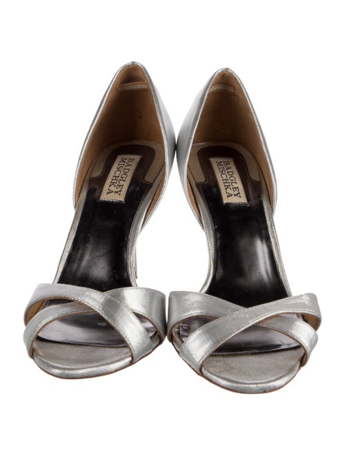 Badgley Mischka Leather Crystal Embellishments Sandals