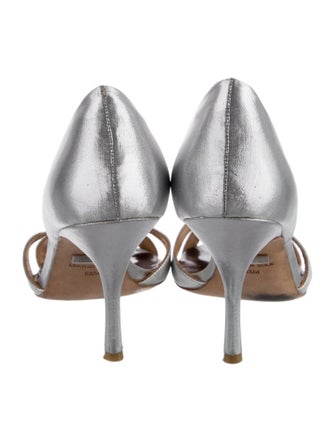 Badgley Mischka Leather Crystal Embellishments Sandals