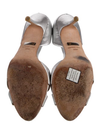 Badgley Mischka Leather Crystal Embellishments Sandals