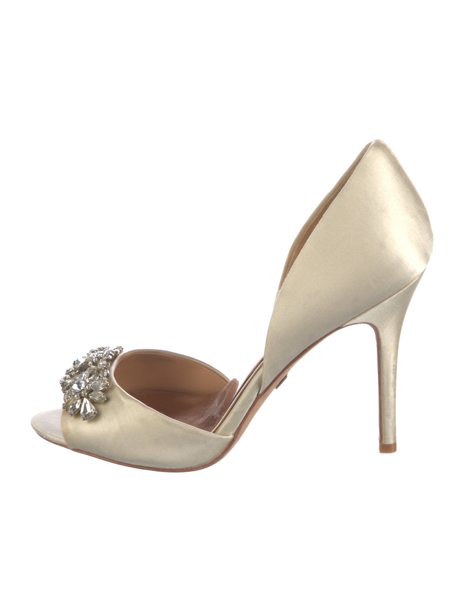 Badgley Mischka Satin Crystal Embellishments D'Orsay Pumps