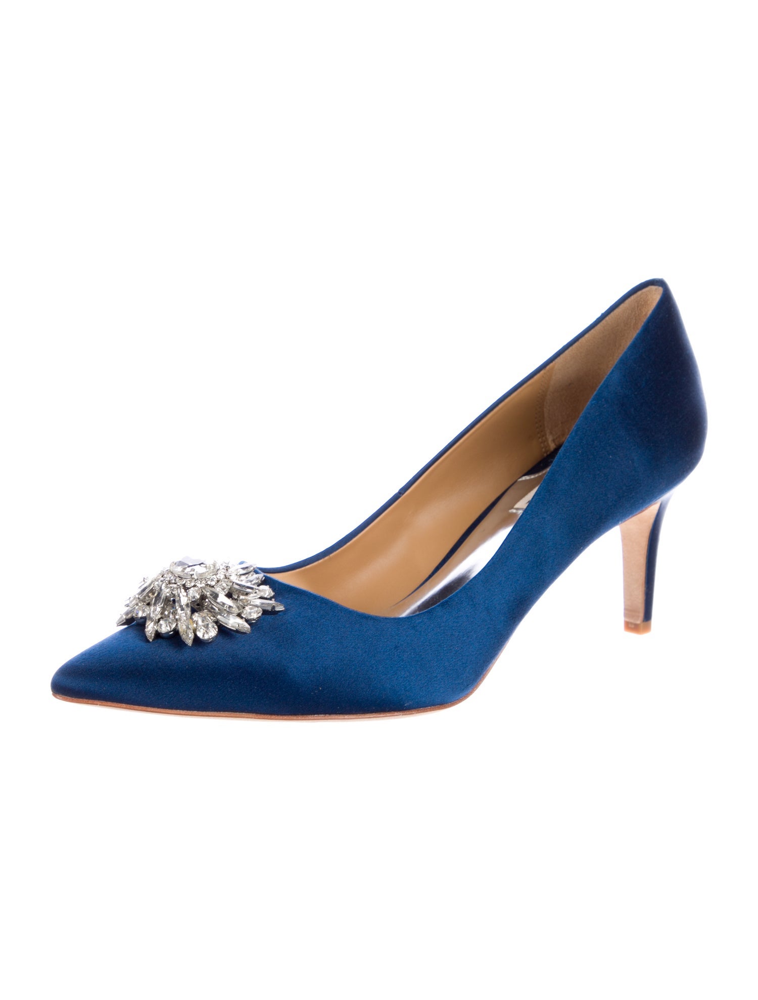 Badgley Mischka Satin Crystal Embellishments Pumps
