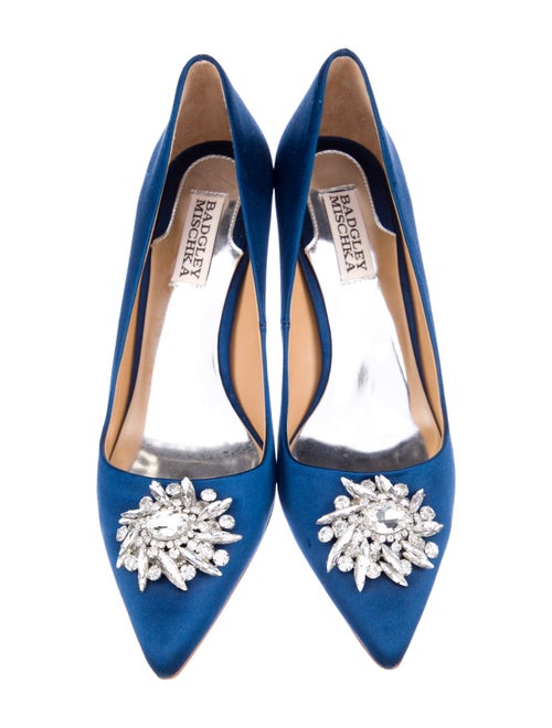 Badgley Mischka Satin Crystal Embellishments Pumps