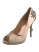 Badgley Mischka Satin Crystal Embellishments Pumps