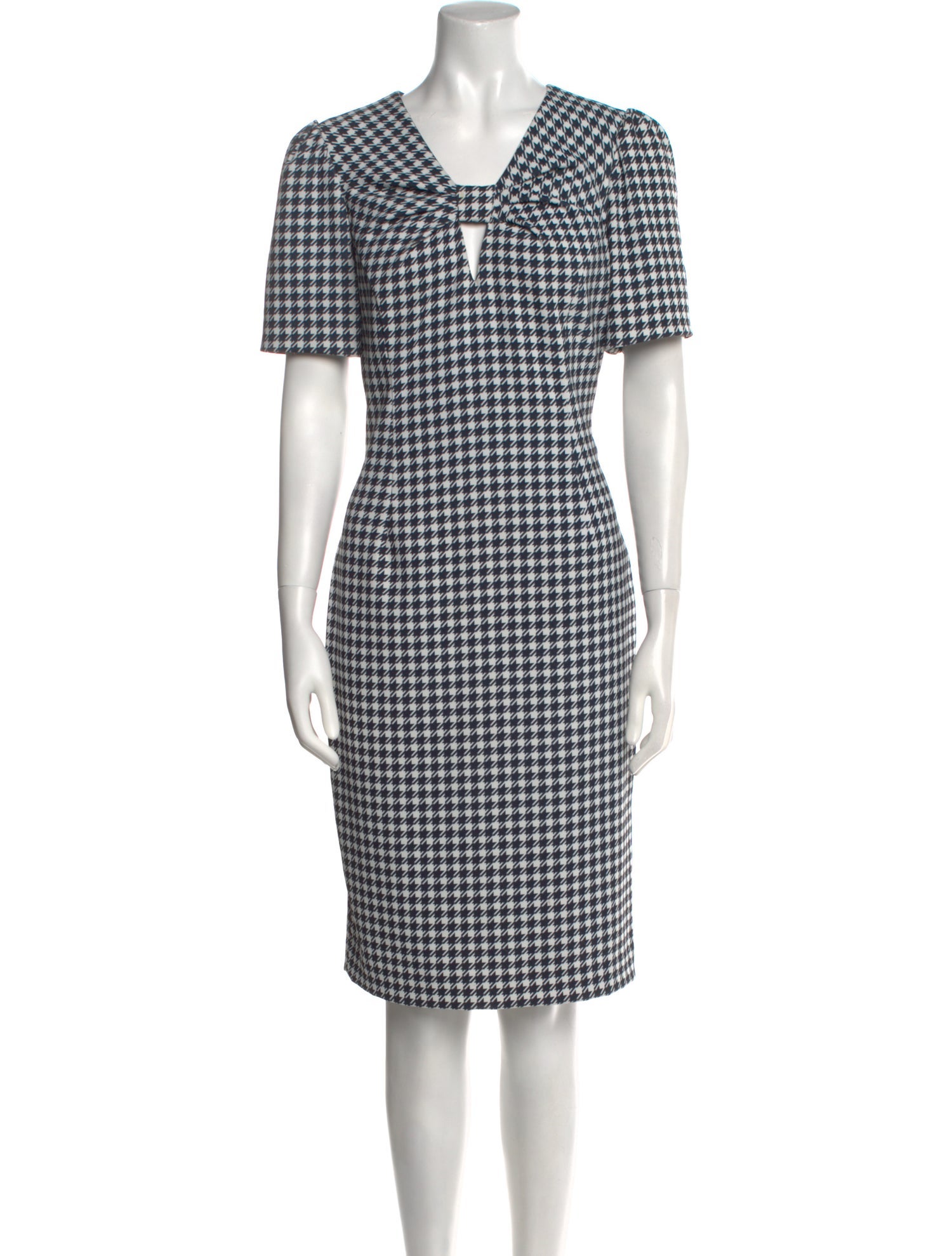 Badgley Mischka Plaid Print Knee-Length Dress