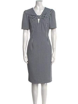 Badgley Mischka Plaid Print Knee-Length Dress