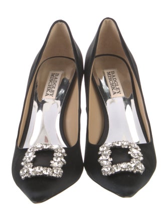 Badgley Mischka Satin Crystal Embellishments Pumps