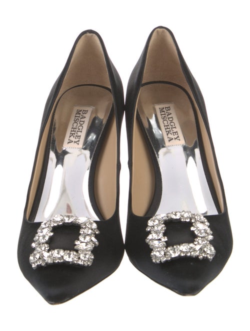 Badgley Mischka Satin Crystal Embellishments Pumps