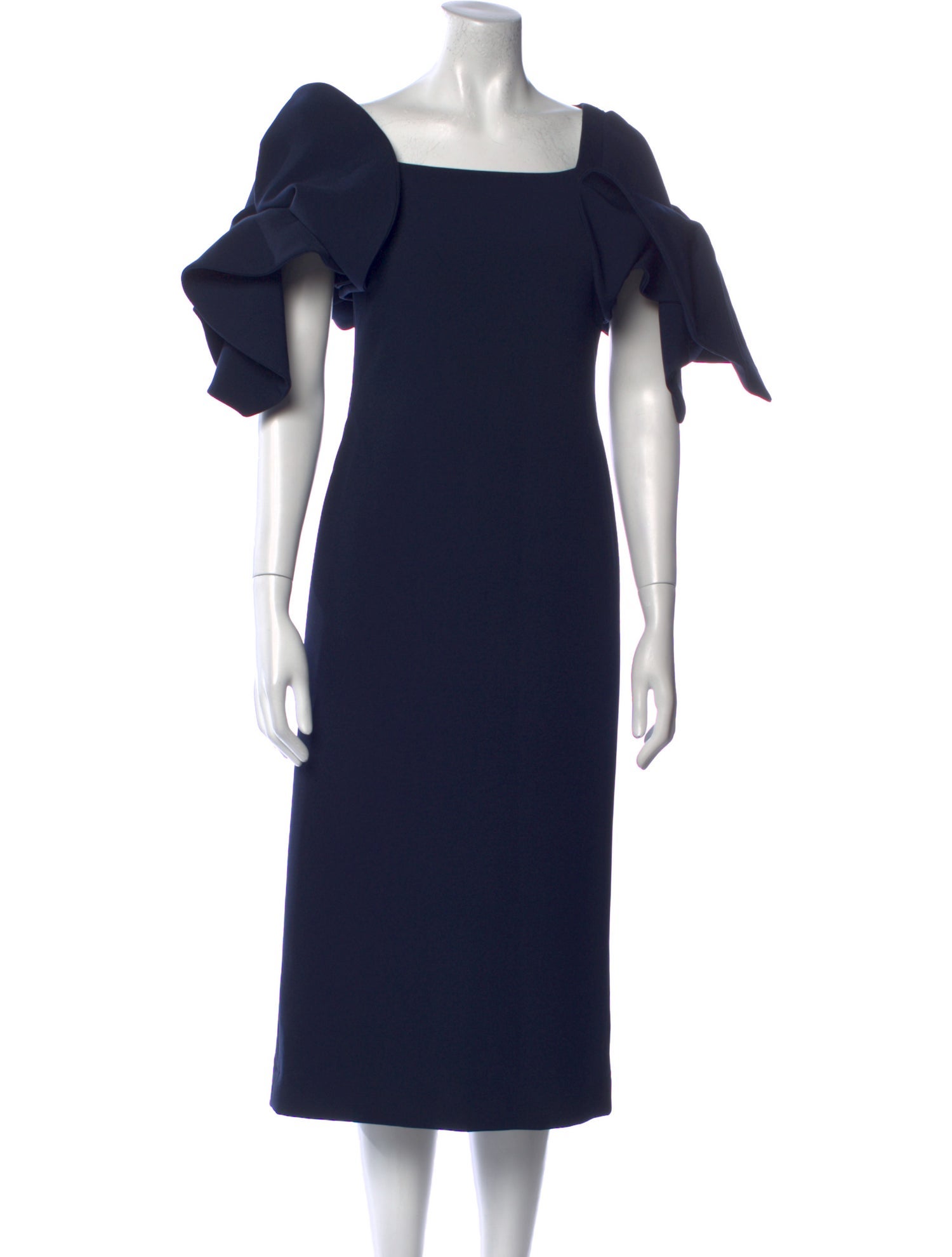 Badgley Mischka Square Neckline Midi Length Dress