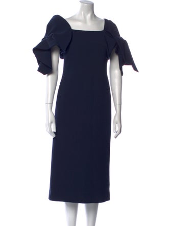 Badgley Mischka Square Neckline Midi Length Dress