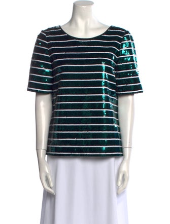 Badgley Mischka Striped Scoop Neck T-Shirt