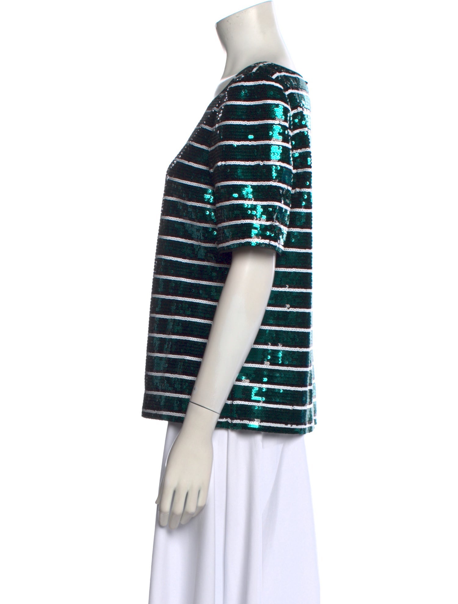 Badgley Mischka Striped Scoop Neck T-Shirt