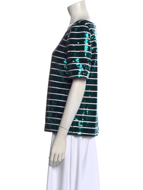 Badgley Mischka Striped Scoop Neck T-Shirt
