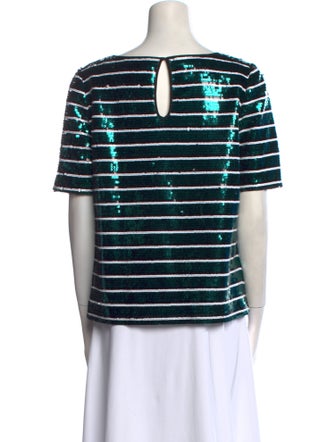 Badgley Mischka Striped Scoop Neck T-Shirt