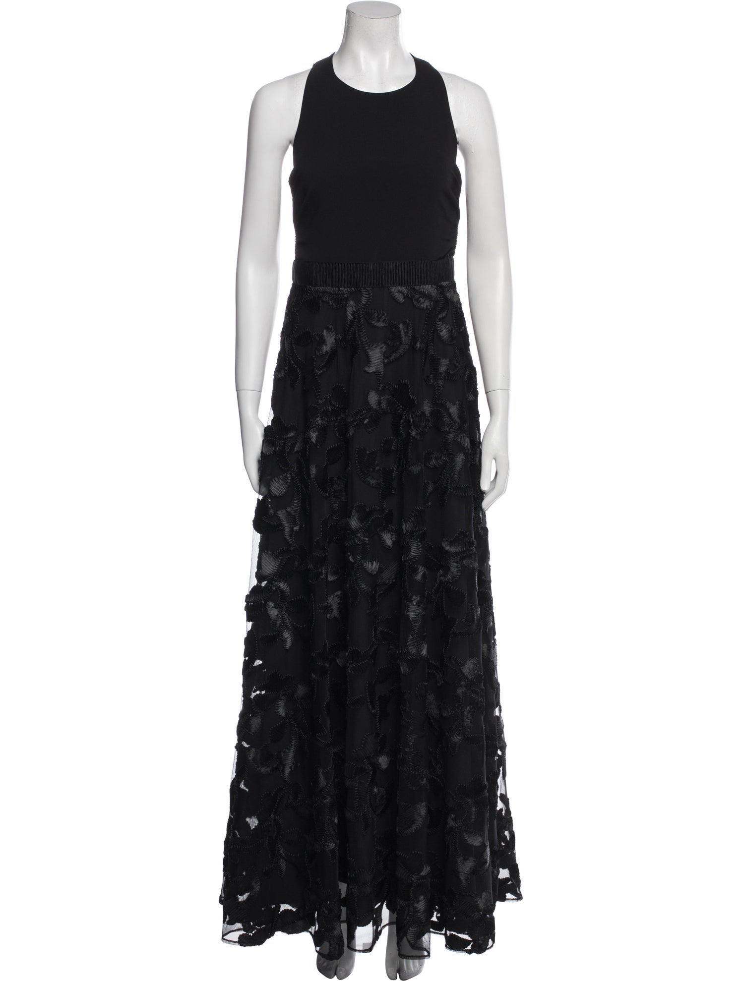 Badgley Mischka Lace Pattern Long Dress
