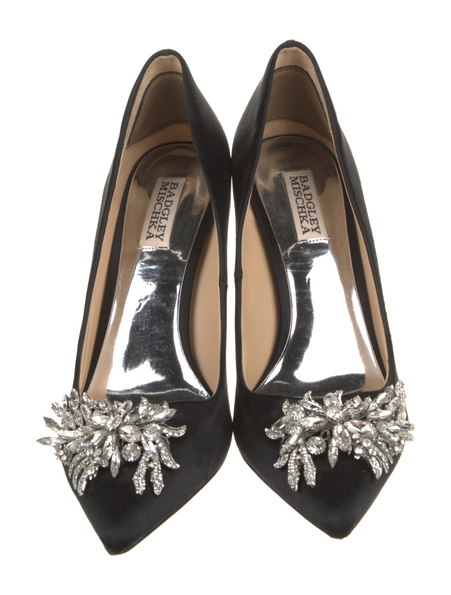 Badgley Mischka Satin Crystal Embellishments Pumps