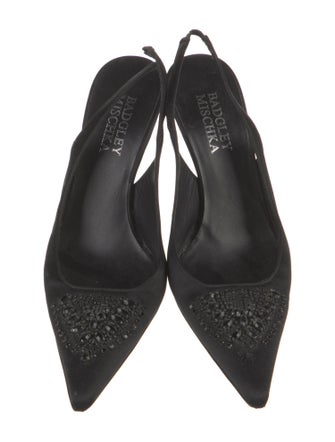 Badgley Mischka Satin Mesh Accents Slingback Pumps