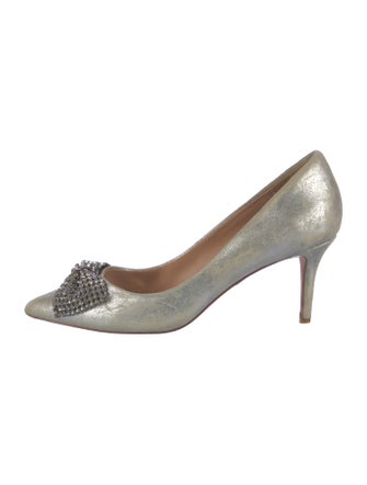 Badgley Mischka Leather Crystal Embellishments Pumps