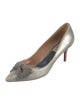 Badgley Mischka Leather Crystal Embellishments Pumps