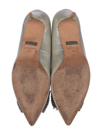 Badgley Mischka Leather Crystal Embellishments Pumps