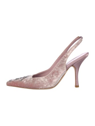 Badgley Mischka Velvet Crystal Embellishments Slingback Pumps