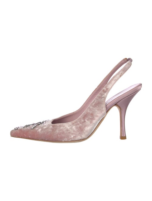 Badgley Mischka Velvet Crystal Embellishments Slingback Pumps