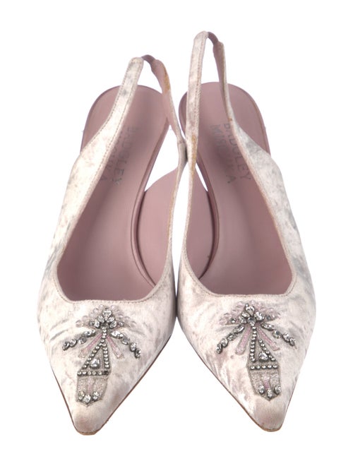 Badgley Mischka Velvet Crystal Embellishments Slingback Pumps