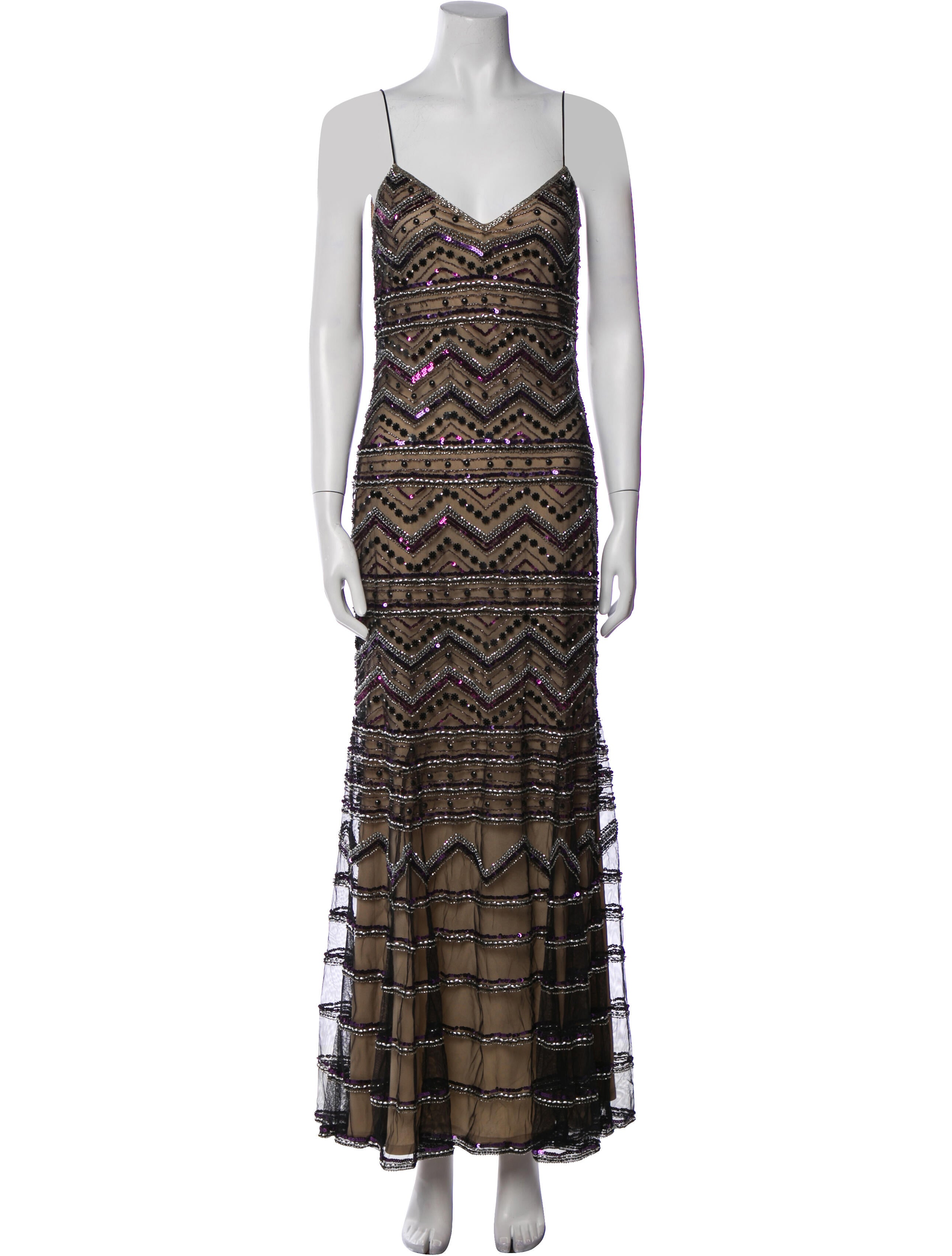 Badgley Mischka Printed Long Dress