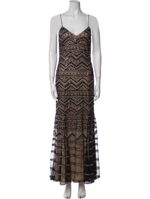 Badgley Mischka Printed Long Dress