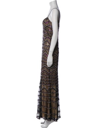 Badgley Mischka Printed Long Dress